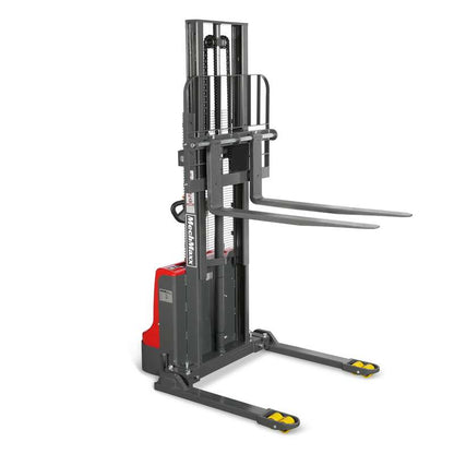 MechMaxx 202013 F26-98S Electric Straddle Stacker 2640 lb Lithium Battery 98" Lift Adjustable Forks & Legs