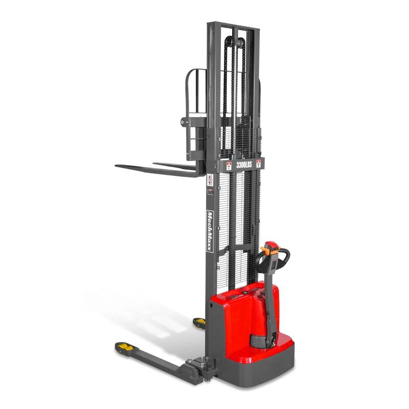 MechMaxx 202010 F33-118S Electric Straddle Stacker 3300 lb Capacity 118" Lift Adjustable Forks & Legs (SKU: 202010)