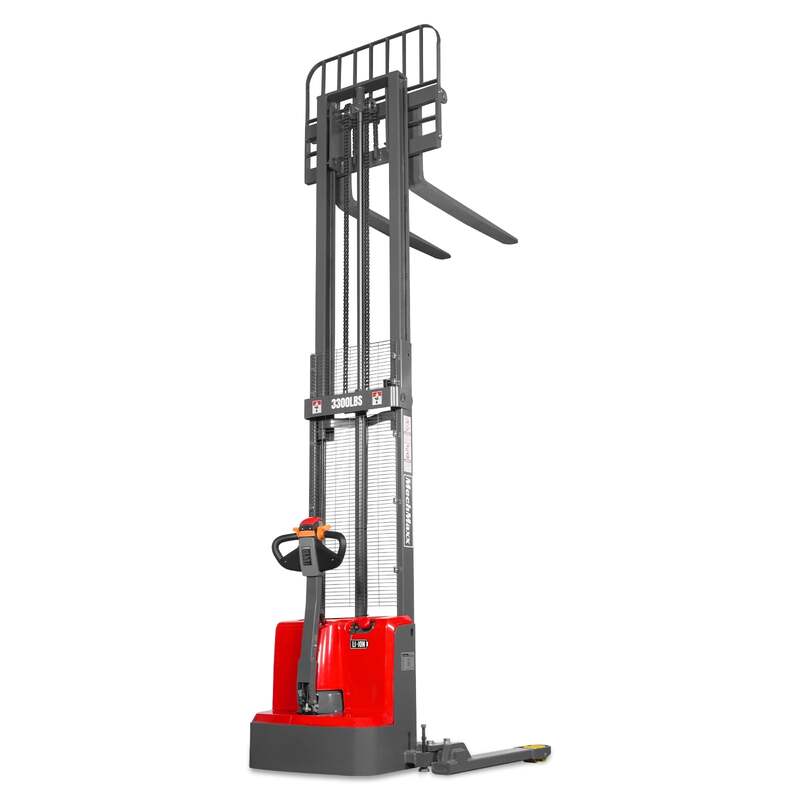 MechMaxx 202010 F33-118S Electric Straddle Stacker 3300 lb Capacity 118" Lift Adjustable Forks & Legs (SKU: 202010)