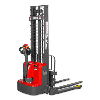 MechMaxx 202010 F33-118S Electric Straddle Stacker 3300 lb Capacity 118" Lift Adjustable Forks & Legs (SKU: 202010)