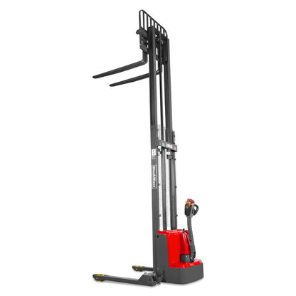 MechMaxx  202014 F33-138S Electric Straddle Stacker – 3300 lb Capacity, 138" Lift Height, Adjustable Forks & Legs