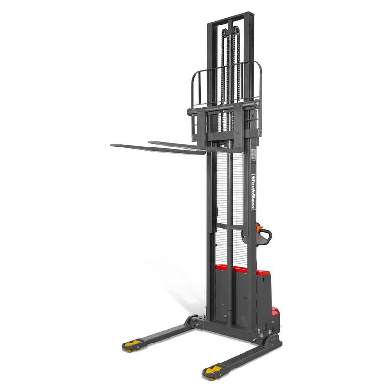 MechMaxx  202014 F33-138S Electric Straddle Stacker – 3300 lb Capacity, 138" Lift Height, Adjustable Forks & Legs