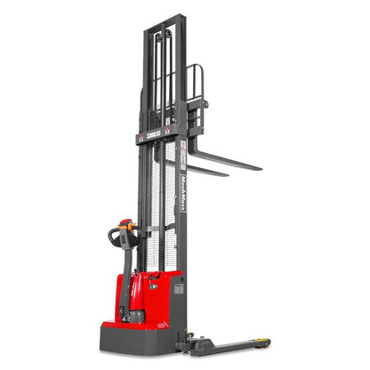 MechMaxx  202014 F33-138S Electric Straddle Stacker – 3300 lb Capacity, 138" Lift Height, Adjustable Forks & Legs