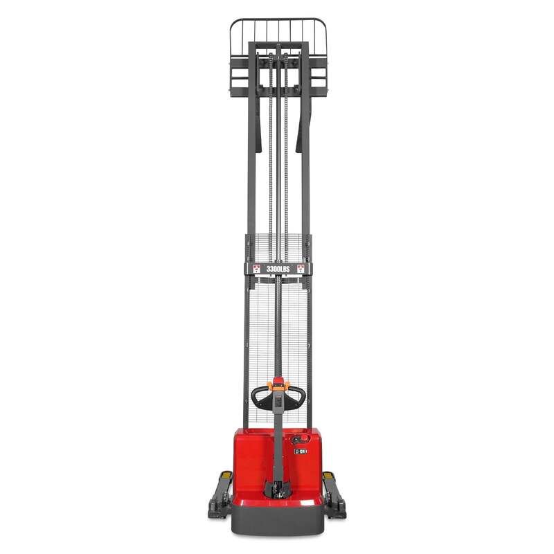 MechMaxx  202014 F33-138S Electric Straddle Stacker – 3300 lb Capacity, 138" Lift Height, Adjustable Forks & Legs