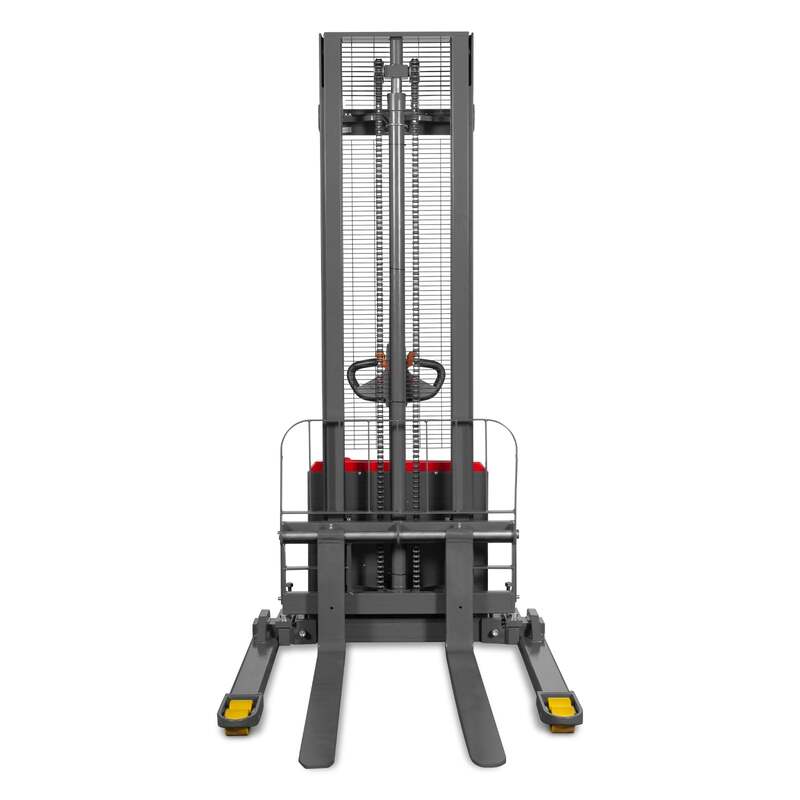 MechMaxx  202014 F33-138S Electric Straddle Stacker – 3300 lb Capacity, 138" Lift Height, Adjustable Forks & Legs
