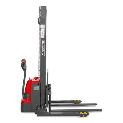 MechMaxx  202014 F33-138S Electric Straddle Stacker – 3300 lb Capacity, 138" Lift Height, Adjustable Forks & Legs