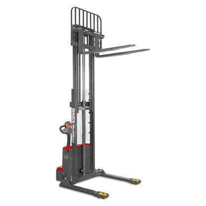 MechMaxx 202009 F33-98S Electric Straddle Stacker 3300 lb Lithium Battery 98" Lift Adjustable Forks & Legs