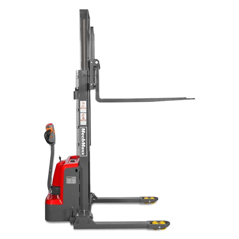 MechMaxx 202009 F33-98S Electric Straddle Stacker 3300 lb Lithium Battery 98" Lift Adjustable Forks & Legs