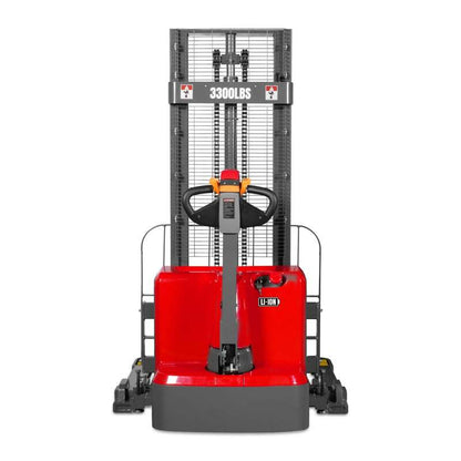 MechMaxx 202009 F33-98S Electric Straddle Stacker 3300 lb Lithium Battery 98" Lift Adjustable Forks & Legs