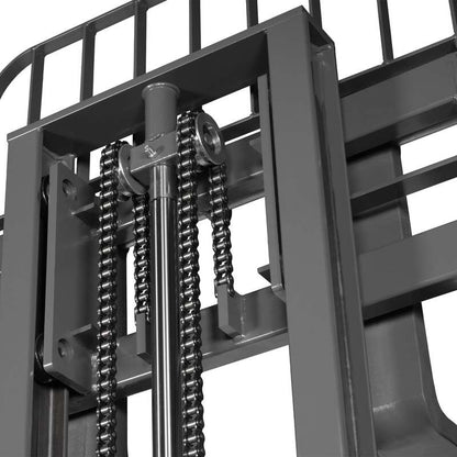 MechMaxx  202014 F33-138S Electric Straddle Stacker – 3300 lb Capacity, 138" Lift Height, Adjustable Forks & Legs