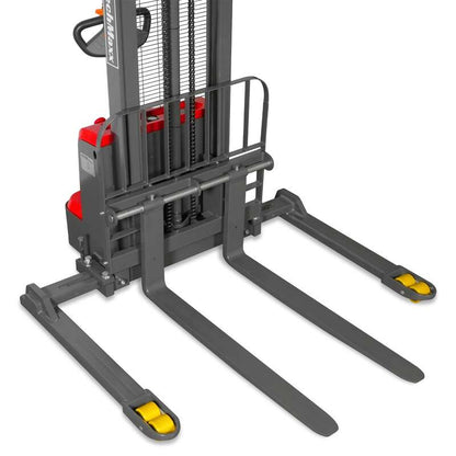 MechMaxx 202009 F33-98S Electric Straddle Stacker 3300 lb Lithium Battery 98" Lift Adjustable Forks & Legs
