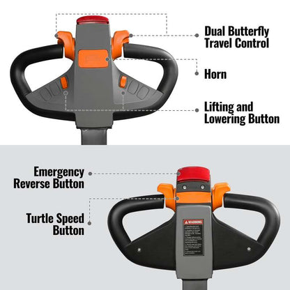 MechMaxx  202014 F33-138S Electric Straddle Stacker – 3300 lb Capacity, 138" Lift Height, Adjustable Forks & Legs