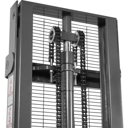 MechMaxx  202014 F33-138S Electric Straddle Stacker – 3300 lb Capacity, 138" Lift Height, Adjustable Forks & Legs