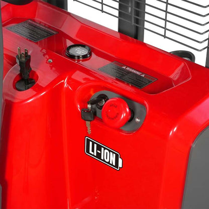 MechMaxx 202009 F33-98S Electric Straddle Stacker 3300 lb Lithium Battery 98" Lift Adjustable Forks & Legs