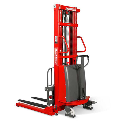 MechMaxx 202006 S33-118S Semi-Electric Straddle Stacker 3300 lb 118" Lift Adjustable Forks & Legs