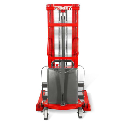 MechMaxx 202006 S33-118S Semi-Electric Straddle Stacker 3300 lb 118" Lift Adjustable Forks & Legs