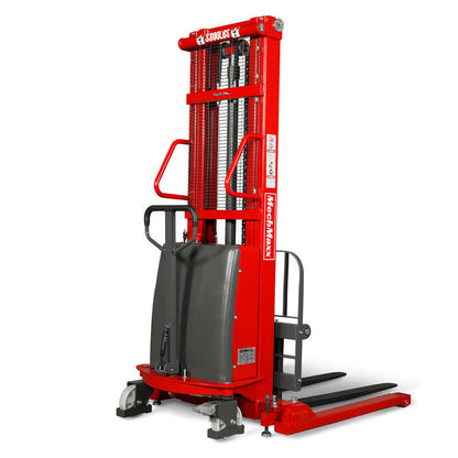 MechMaxx 202006 S33-118S Semi-Electric Straddle Stacker 3300 lb 118" Lift Adjustable Forks & Legs