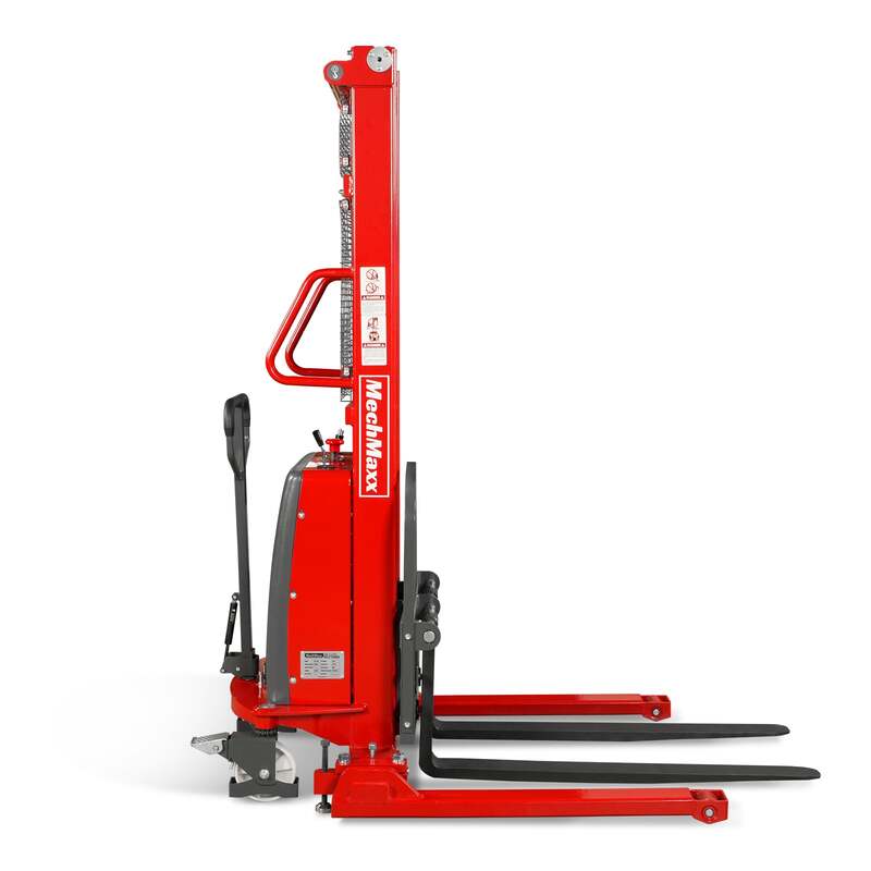 MechMaxx 202006 S33-118S Semi-Electric Straddle Stacker 3300 lb 118" Lift Adjustable Forks & Legs