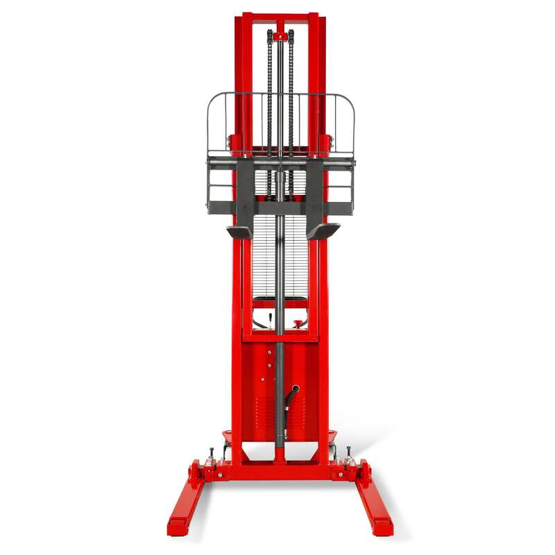 MechMaxx 202006 S33-118S Semi-Electric Straddle Stacker 3300 lb 118" Lift Adjustable Forks & Legs