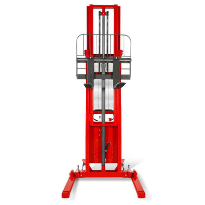 MechMaxx 202006 S33-118S Semi-Electric Straddle Stacker 3300 lb 118" Lift Adjustable Forks & Legs