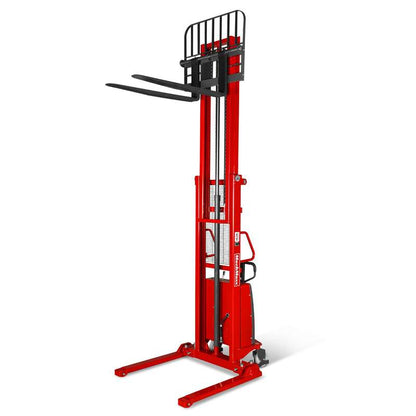 MechMaxx 202006 S33-118S Semi-Electric Straddle Stacker 3300 lb 118" Lift Adjustable Forks & Legs