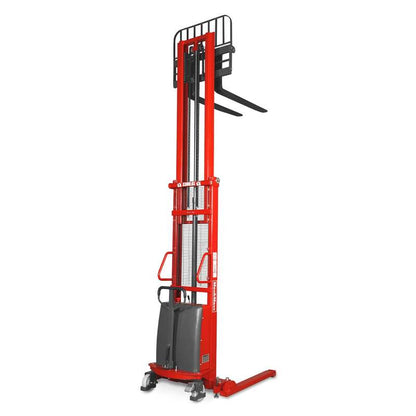 MechMaxx 202012 S33-138S Semi-Electric Straddle Stacker 3300 lb 138" Lift Adjustable Forks & Legs