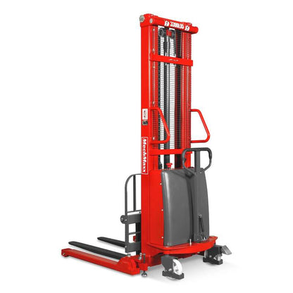 MechMaxx 202012 S33-138S Semi-Electric Straddle Stacker 3300 lb 138" Lift Adjustable Forks & Legs