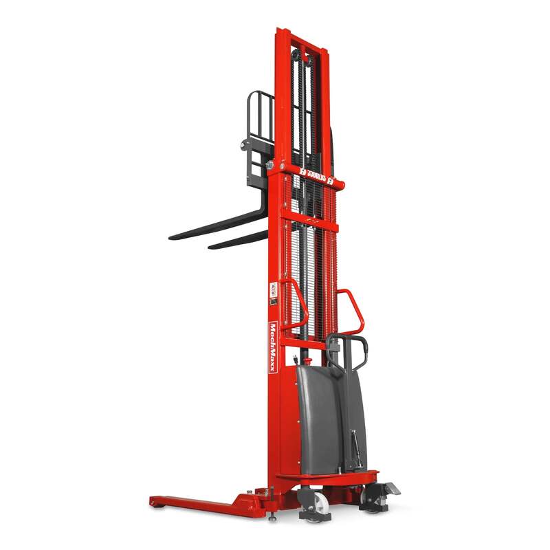 MechMaxx 202012 S33-138S Semi-Electric Straddle Stacker 3300 lb 138" Lift Adjustable Forks & Legs