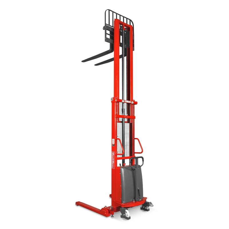 MechMaxx 202012 S33-138S Semi-Electric Straddle Stacker 3300 lb 138" Lift Adjustable Forks & Legs