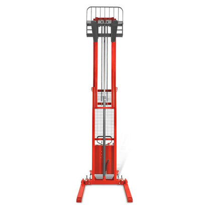 MechMaxx 202012 S33-138S Semi-Electric Straddle Stacker 3300 lb 138" Lift Adjustable Forks & Legs