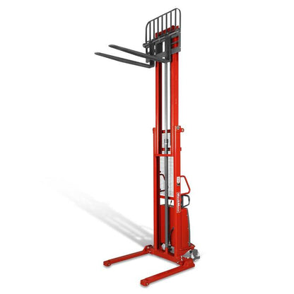 MechMaxx 202012 S33-138S Semi-Electric Straddle Stacker 3300 lb 138" Lift Adjustable Forks & Legs