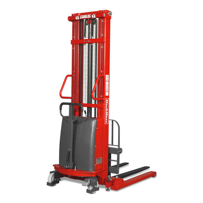 MechMaxx 202012 S33-138S Semi-Electric Straddle Stacker 3300 lb 138" Lift Adjustable Forks & Legs