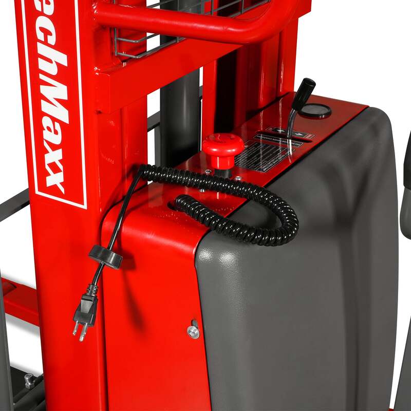 MechMaxx 202012 S33-138S Semi-Electric Straddle Stacker 3300 lb 138" Lift Adjustable Forks & Legs