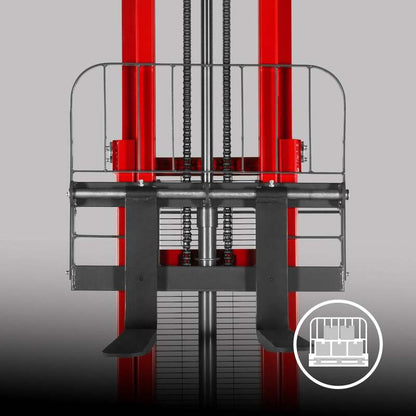MechMaxx 202006 S33-118S Semi-Electric Straddle Stacker 3300 lb 118" Lift Adjustable Forks & Legs
