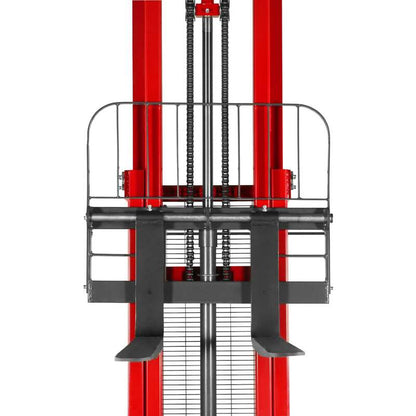 MechMaxx 202012 S33-138S Semi-Electric Straddle Stacker 3300 lb 138" Lift Adjustable Forks & Legs