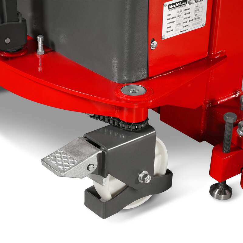 MechMaxx 202006 S33-118S Semi-Electric Straddle Stacker 3300 lb 118" Lift Adjustable Forks & Legs