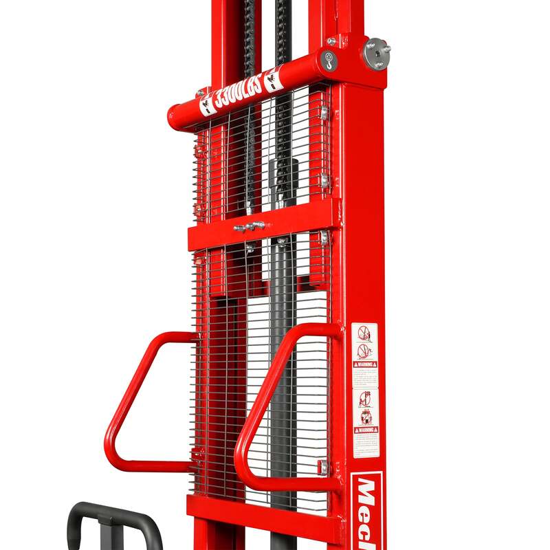 MechMaxx 202006 S33-118S Semi-Electric Straddle Stacker 3300 lb 118" Lift Adjustable Forks & Legs