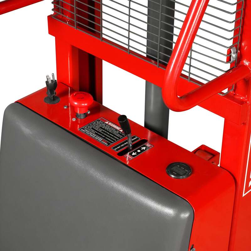 MechMaxx 202006 S33-118S Semi-Electric Straddle Stacker 3300 lb 118" Lift Adjustable Forks & Legs