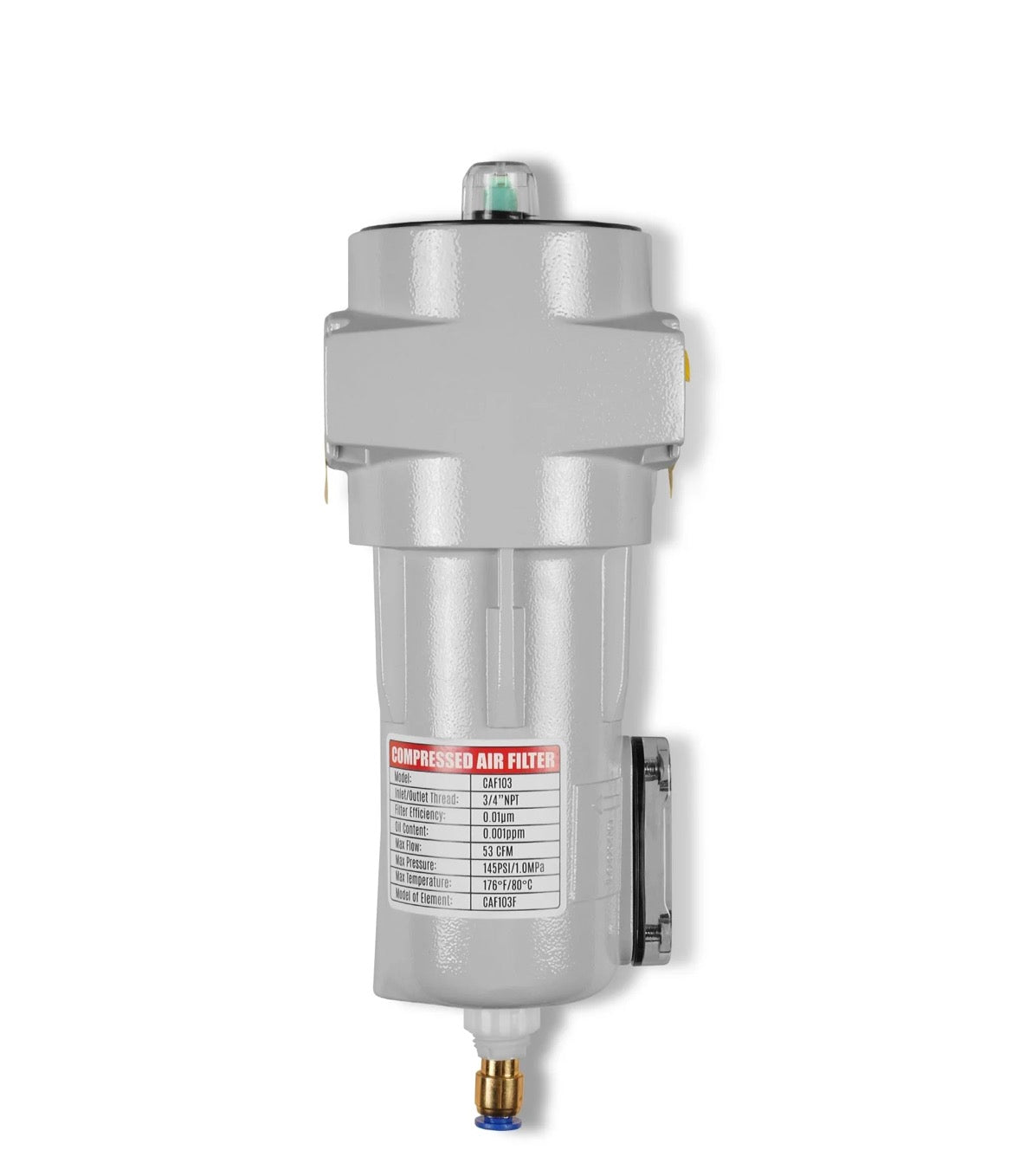 Mechmaxx 53 CFM Compressed Air Oil-Water Separator Precision Filter,0.01μm,Oil Content 0.001ppm, With Auto Drain, Pressure Indicator