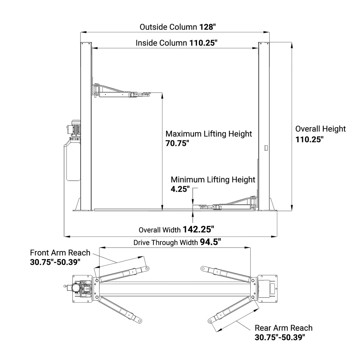 Katool KT-H105 10,000lb 2 Post Car Lift