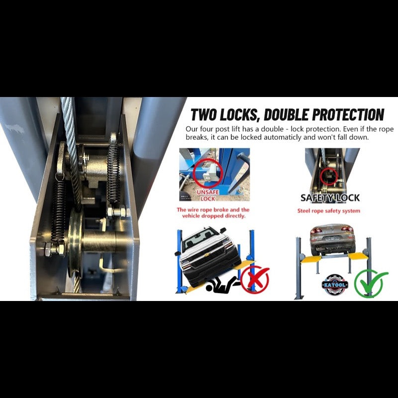 Katool KT-4H150, 4 Post Alignment Lift 15,000 lb - Rolling Jack Included