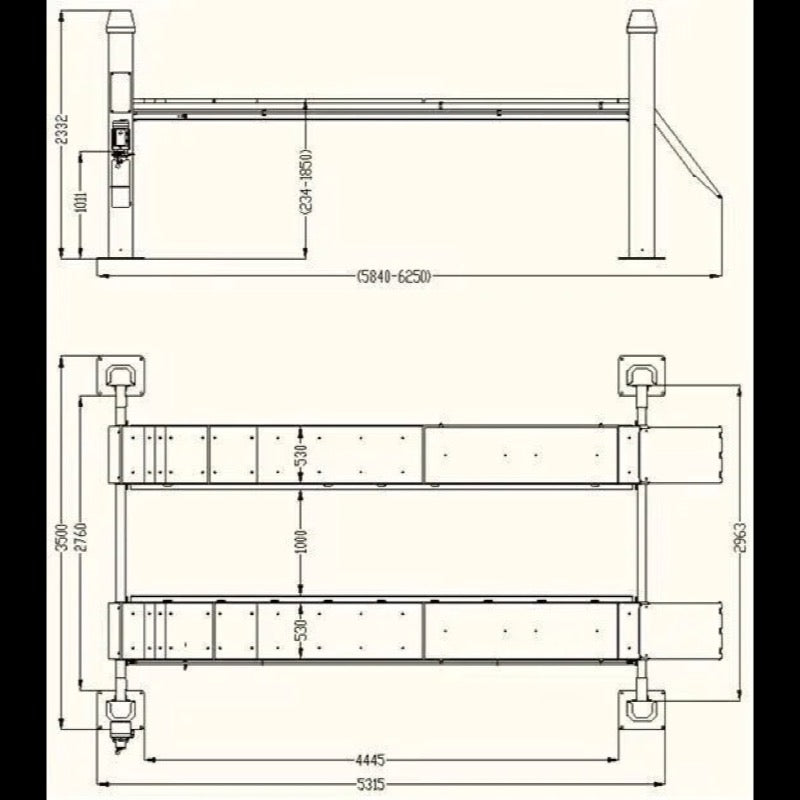 Katool KT-4H150, 4 Post Alignment Lift 15,000 lb - Rolling Jack Included
