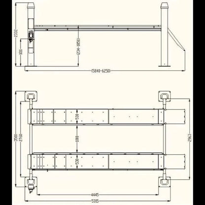 Katool KT-4H150, 4 Post Alignment Lift 15,000 lb - Rolling Jack Included