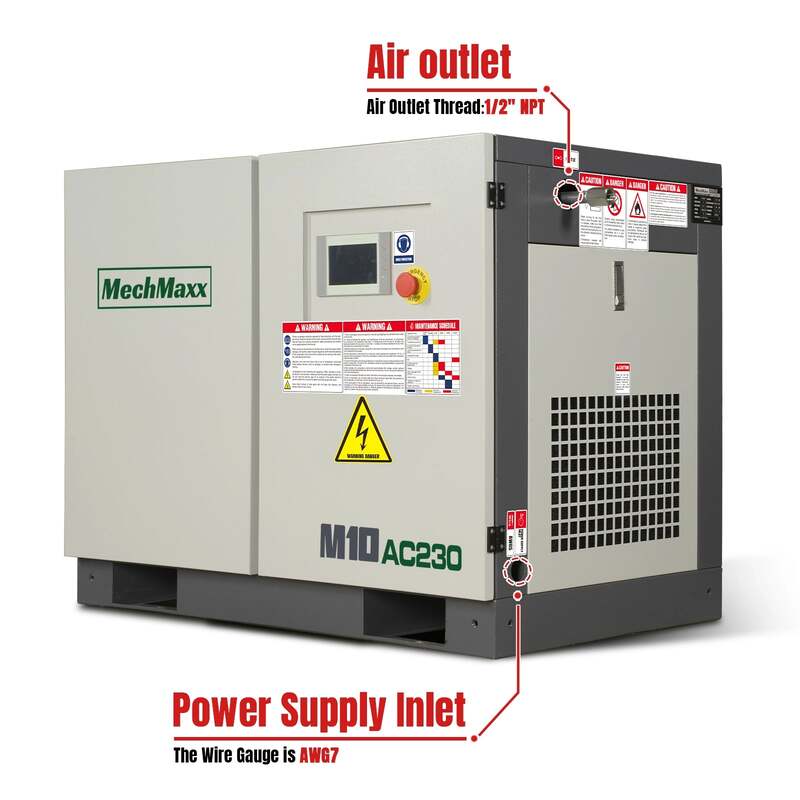 MechMaxx 300001 10HP Rotary Screw Air Compressor – 32.8 CFM Industrial Air System