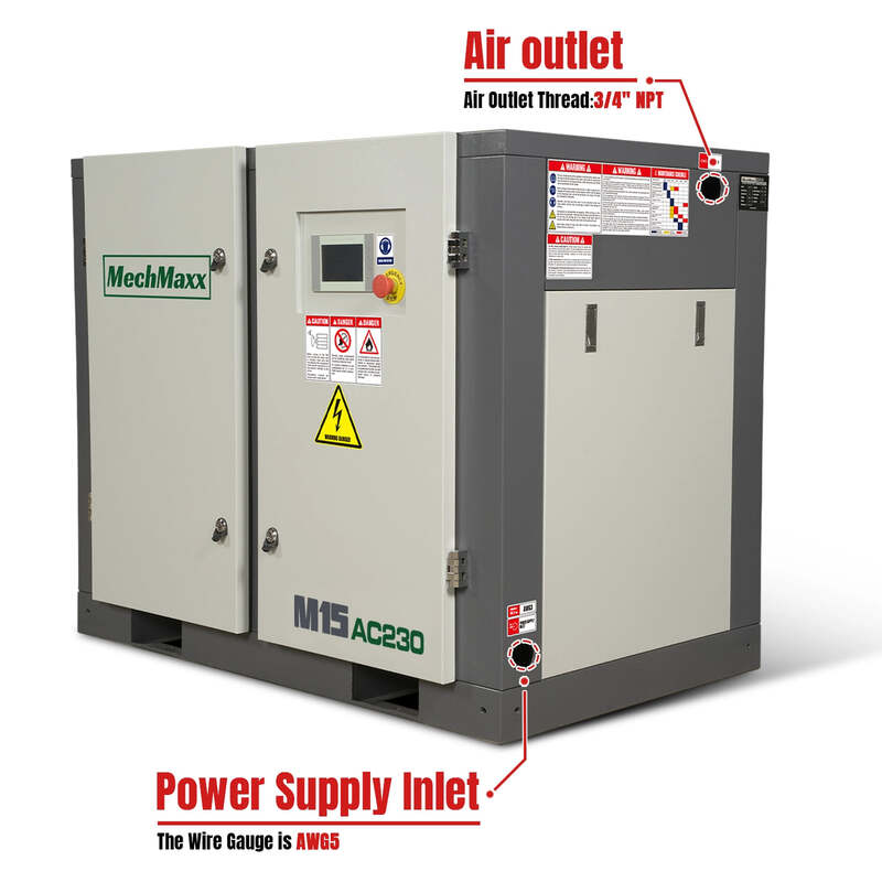 MechMaxx 300002 15HP Rotary Screw Air Compressor – 45.9 CFM Industrial Air System
