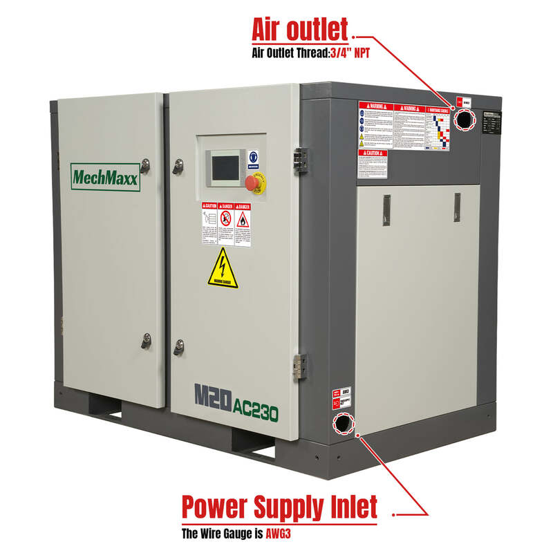 MechMaxx 300003 20HP Rotary Screw Air Compressor – 78 CFM Industrial Air System