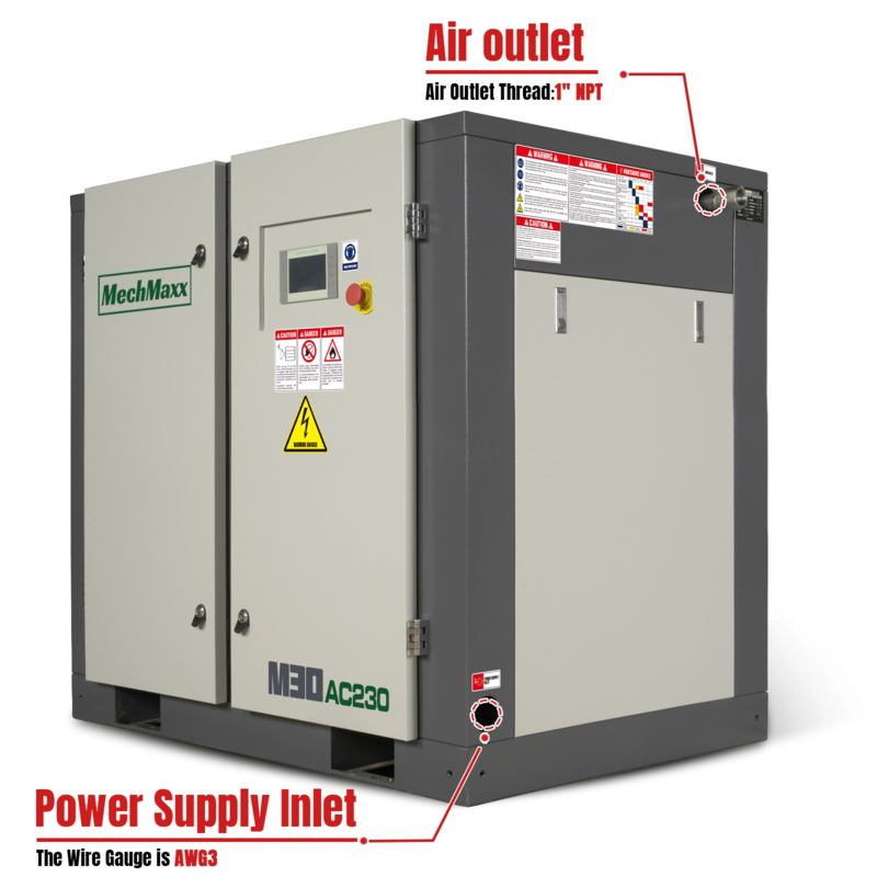 MechMaxx 300005 30HP Rotary Screw Air Compressor – 106 CFM Industrial Air System