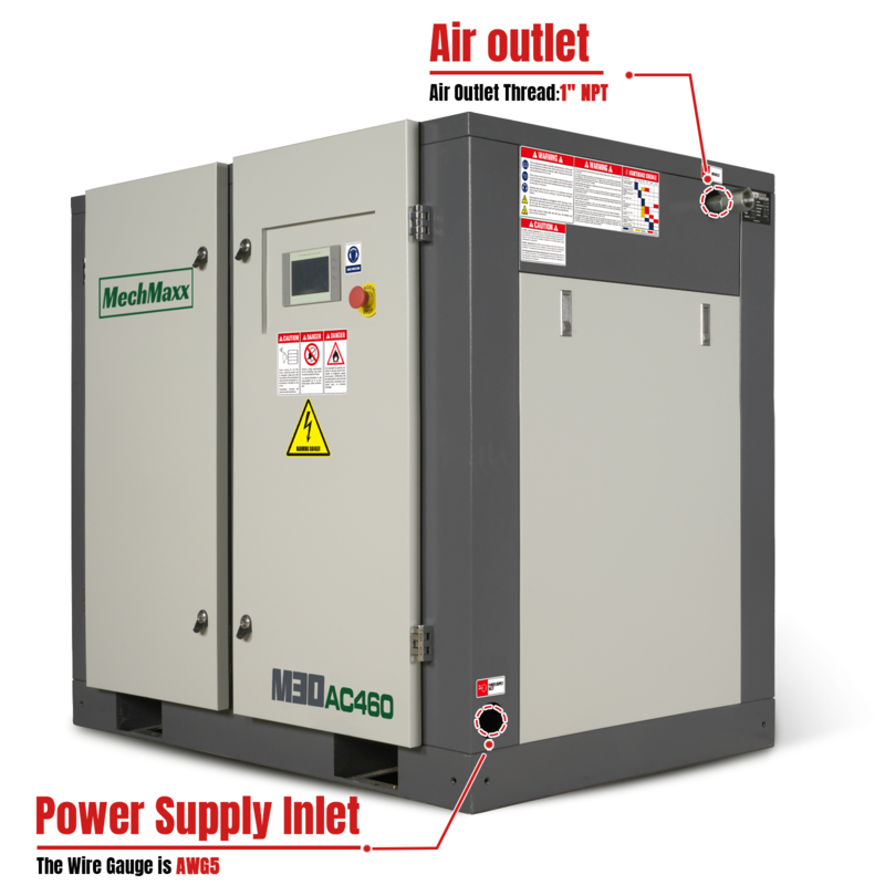 MechMaxx 300006 30HP Rotary Screw Air Compressor – 106 CFM Industrial Air System