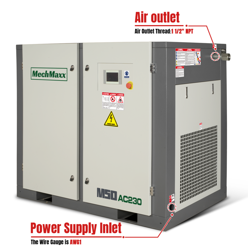 MechMaxx 300007 50HP Rotary Screw Air Compressor – 220 CFM Industrial Air System