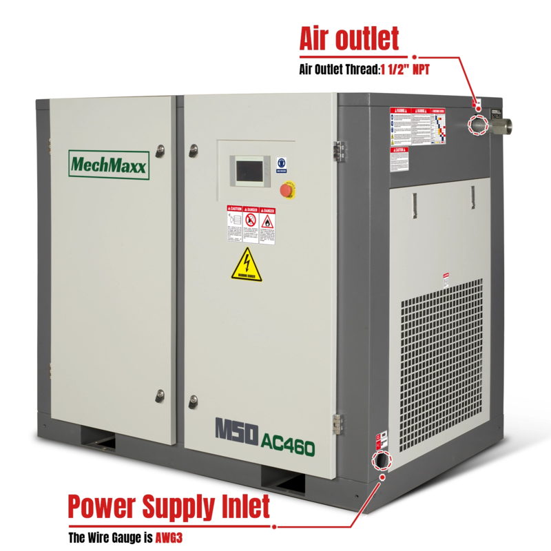 MechMaxx 300008 50HP Rotary Screw Air Compressor – 220 CFM Industrial Air System
